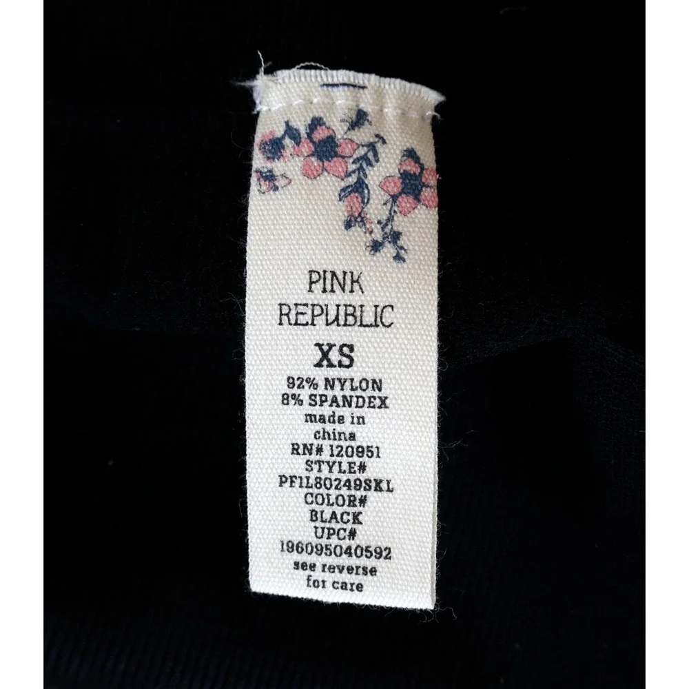 Pink Republic Ribbed Leggings‎ Womens Size XS Black Stretch Mid Rise Compression
